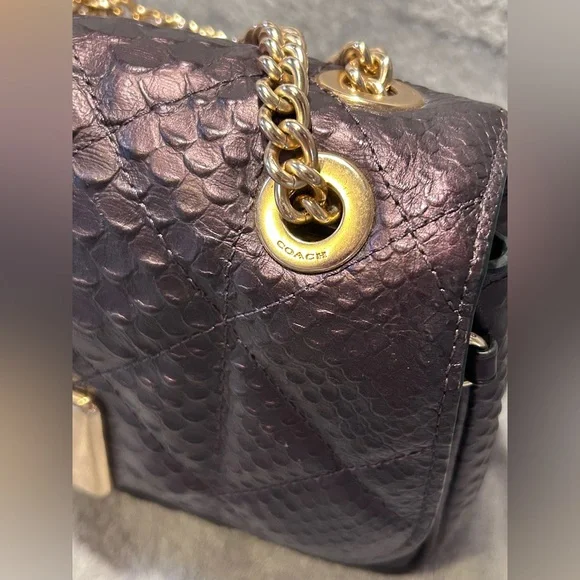 Coach Cassidy Oxblood Snake Embossed Diamond Quilted Leather Crossbody - Picture 4 of 16